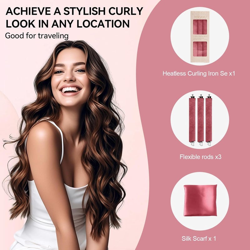 Togayu Heatless Curls Overnight Set - Jumbo Overnight Hair Curlers to Sleep In, Soft Velvet Hair Rollers for Women, No Damage Curls Styling Tools 3pcs - Image 5